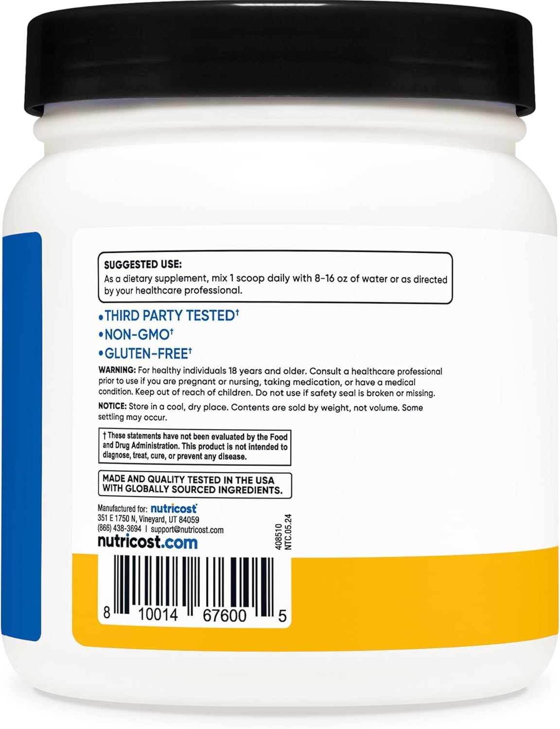 Nutricost BCAA Powder - Orange Mango Flavor, 60 Servings, 2:1:1 Ratio, Gluten Free, Non-GMO, Vegetarian Formula