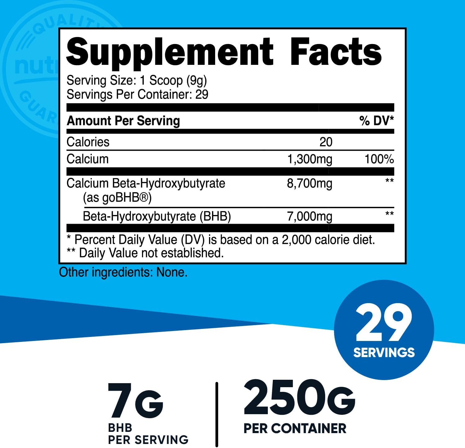 Nutricost Calcium BHB (250g) Unflavored - Calcium Ketone Salt Supplement - GMO-Free and Gluten-Free