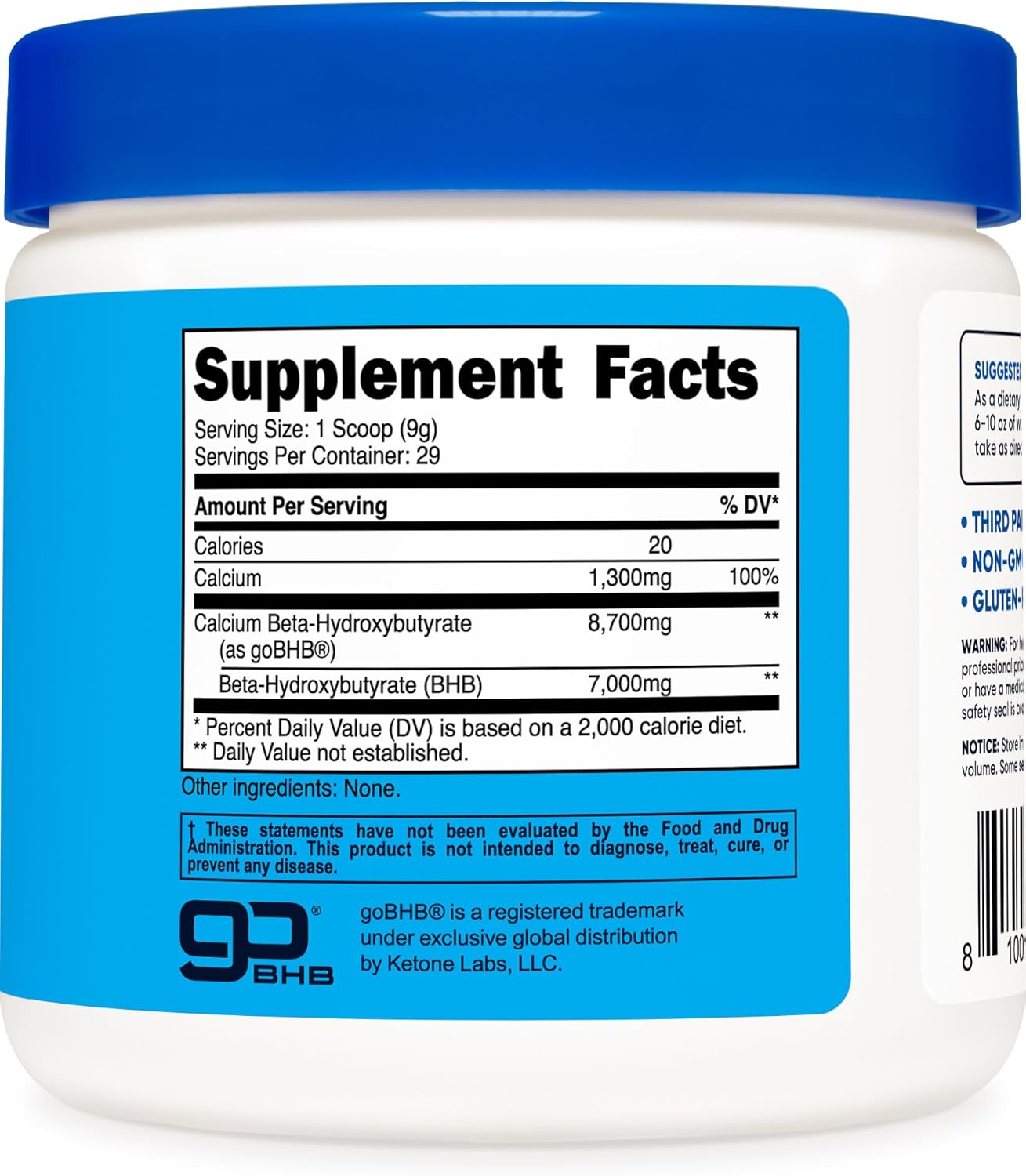 Nutricost Calcium BHB (250g) Unflavored - Calcium Ketone Salt Supplement - GMO-Free and Gluten-Free