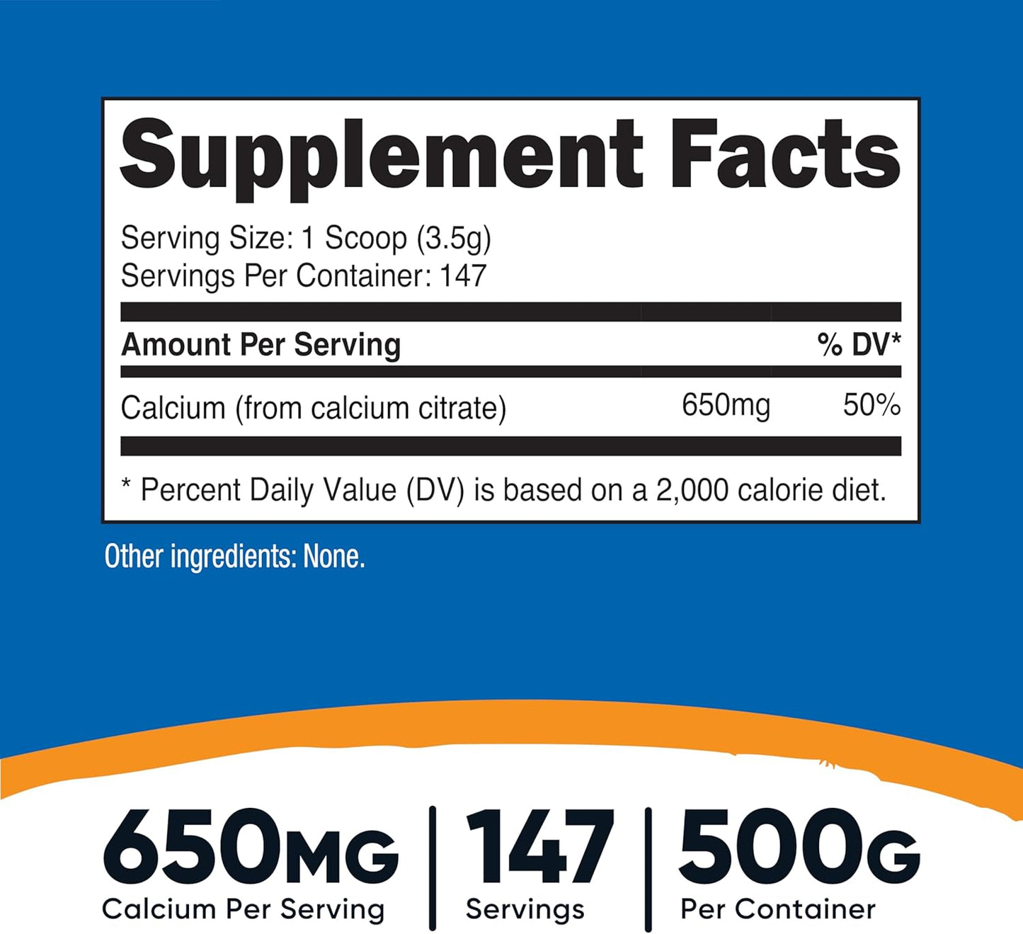 Nutricost Calcium Citrate Powder - 500g Unflavored Pure Calcium, No Fillers, Gluten Free