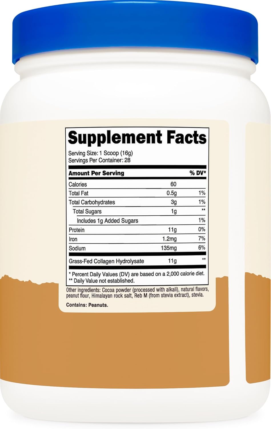 Nutricost Chocolate Peanut Butter Flavored Collagen Peptides - 1 LB Grass-Fed Hydrolysate, Gluten-Free