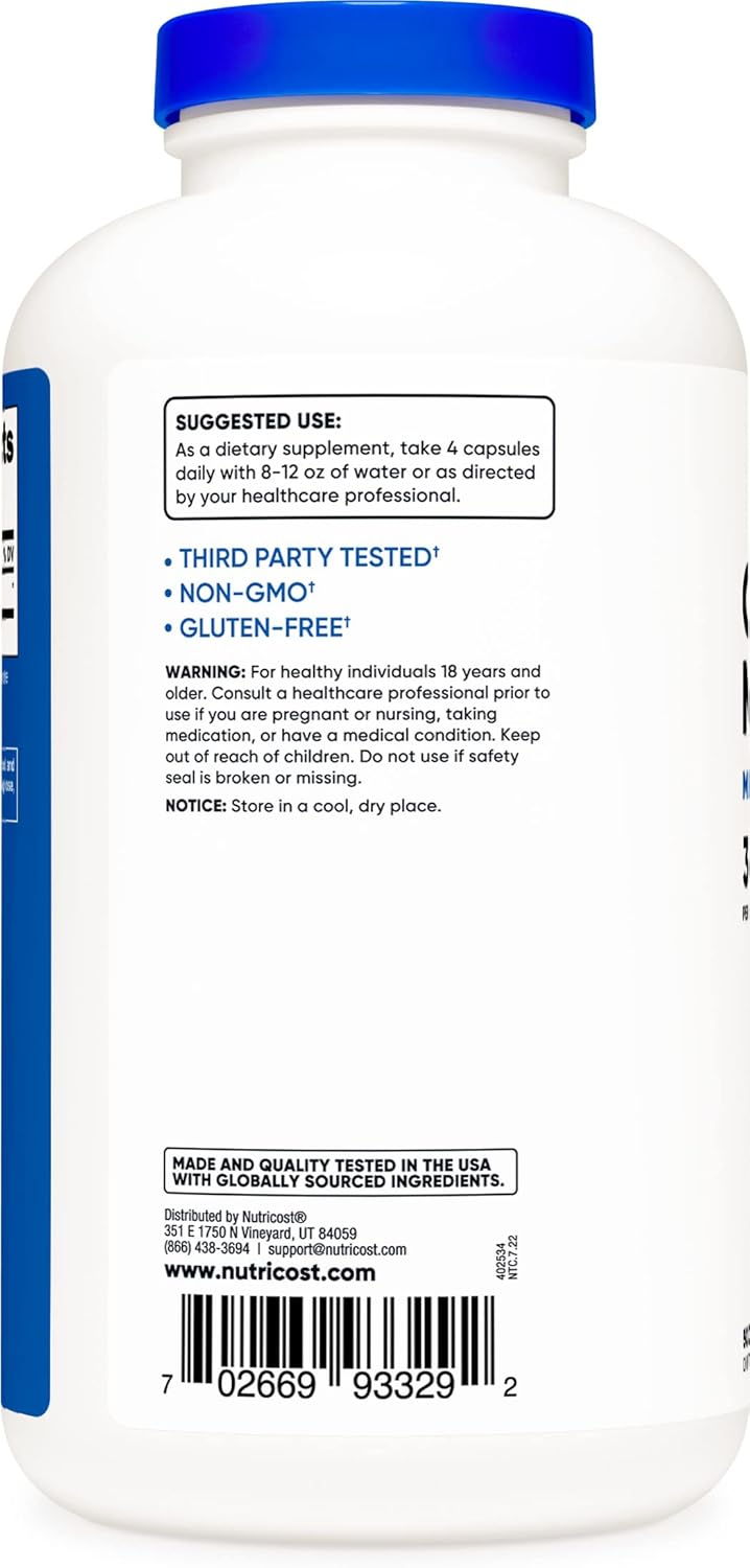 Nutricost Creatine Monohydrate 3000mg Capsules, 500 Count (2 Bottles) - 750mg Per Capsule, Muscle Building Supplement