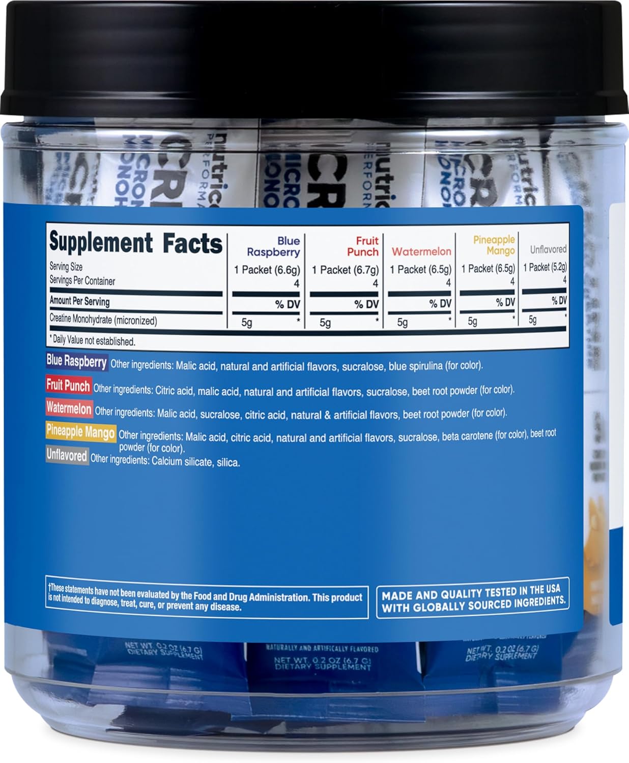 Nutricost Creatine Monohydrate Powder Stickpacks Variety Pack - 5 Flavors, 20 Servings, Micronized Formula with 5g Creatine Per Serving