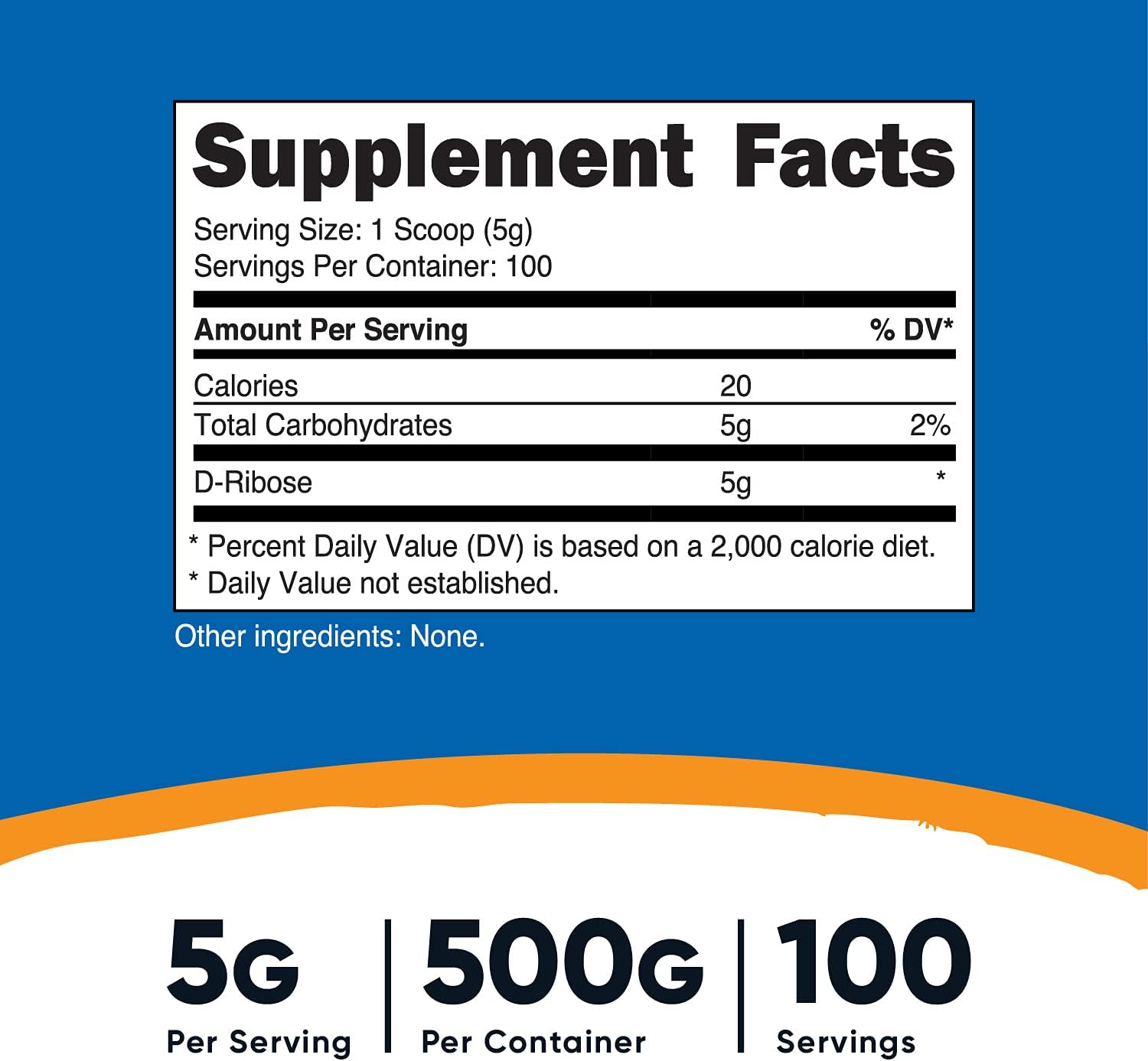 Nutricost D-Ribose Powder 500g - 5000mg Per Serving, Non-GMO (2 Pack) - BoostGo Australia