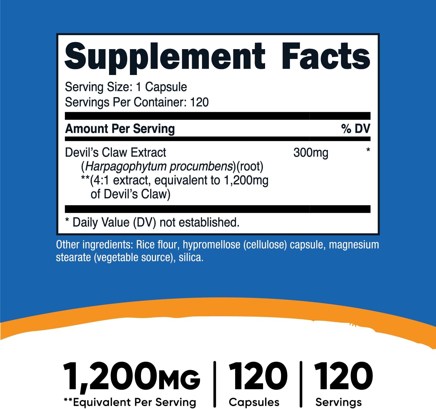 Nutricost Devils Claw 1200mg Equivalent - 120 Veggie Caps, Non-GMO, Gluten Free, Vegetarian Friendly - BoostGo Australia