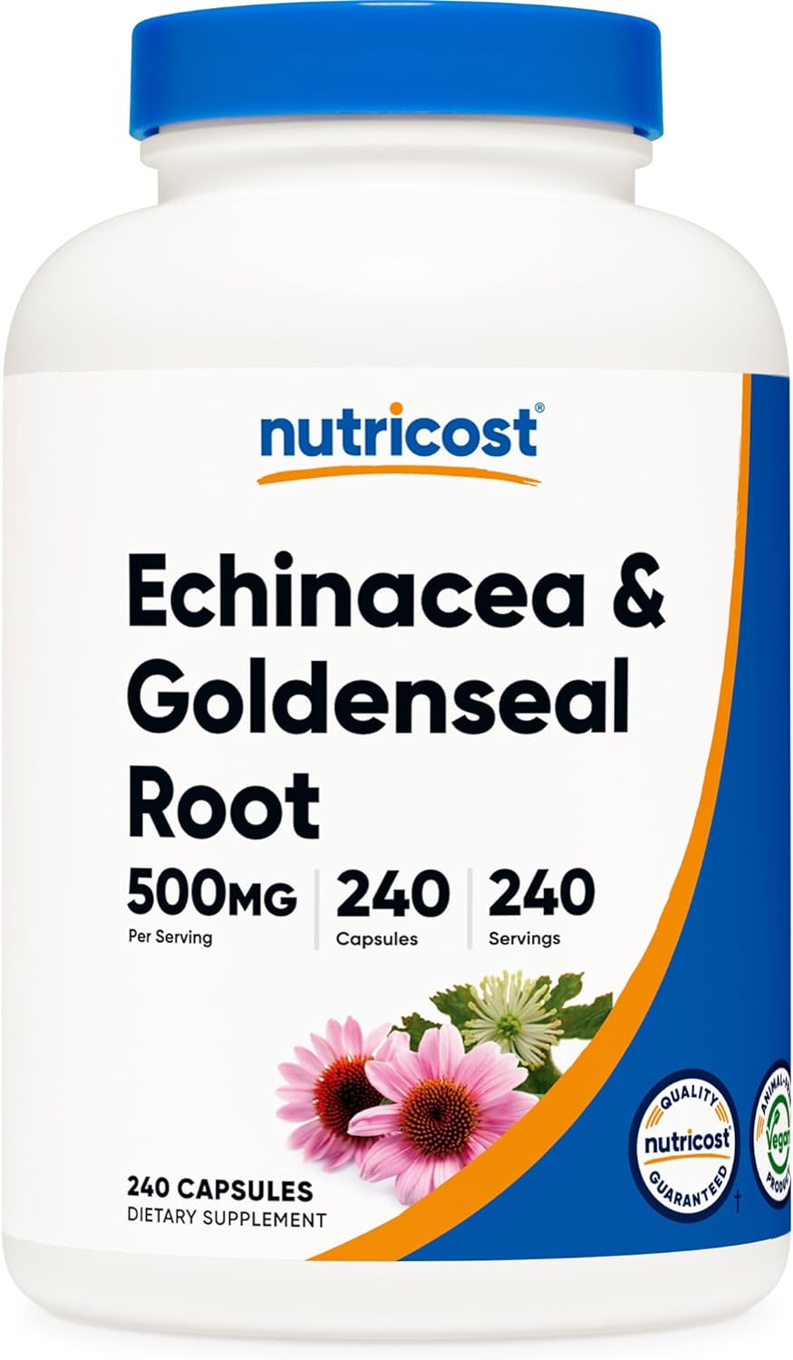 Nutricost Echinacea & Goldenseal Root Capsules - 500mg, 240 Count - Non-GMO, Gluten-Free, Vegetarian