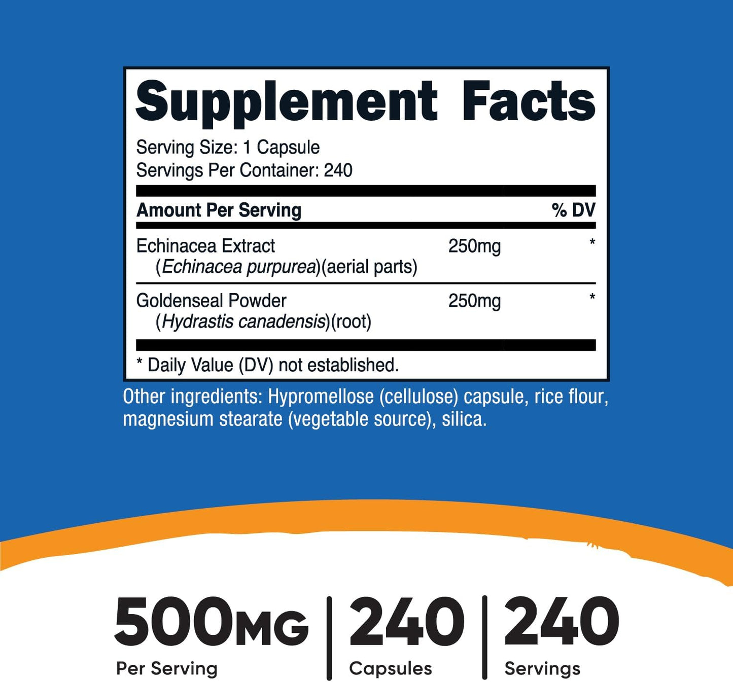 Nutricost Echinacea & Goldenseal Root Capsules - 500mg, 240 Count - Non-GMO, Gluten-Free, Vegetarian