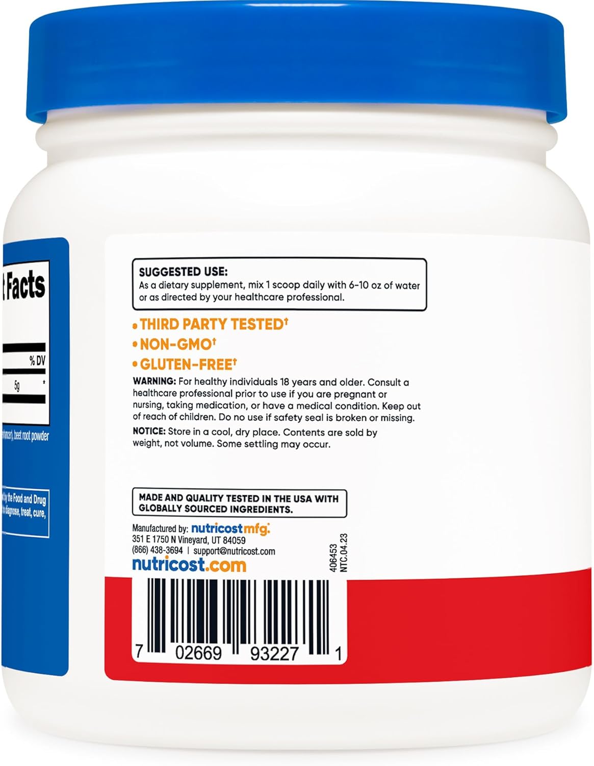 Nutricost Fruit Punch L-Glutamine Powder - 500g