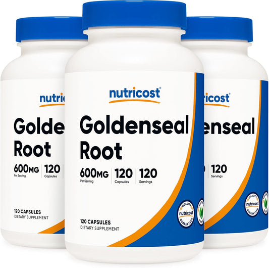Nutricost Goldenseal Root 600mg Capsules - Pack of 120 (3 Bottles) - Non-GMO, Gluten Free, Vegetarian Formula