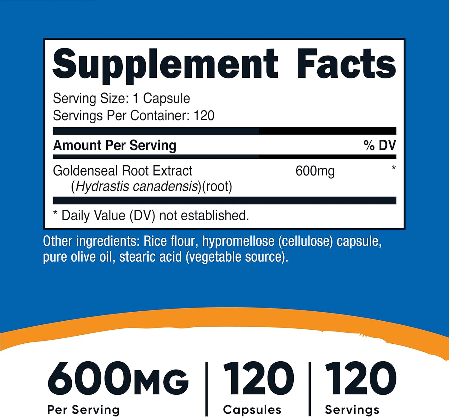 Nutricost Goldenseal Root 600mg Capsules - Pack of 120 (3 Bottles) - Non-GMO, Gluten Free, Vegetarian Formula