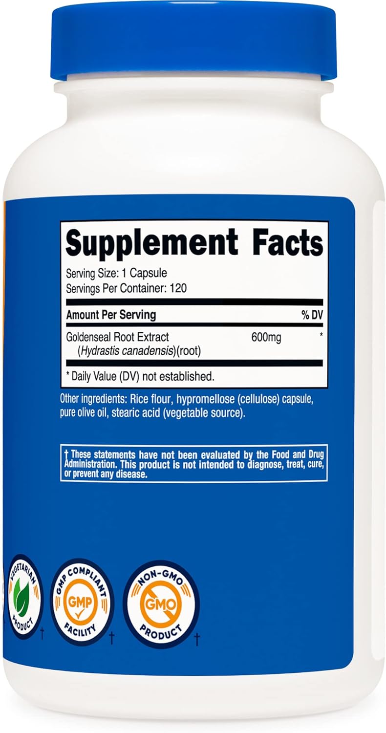 Nutricost Goldenseal Root 600mg Capsules - Pack of 120 (3 Bottles) - Non-GMO, Gluten Free, Vegetarian Formula
