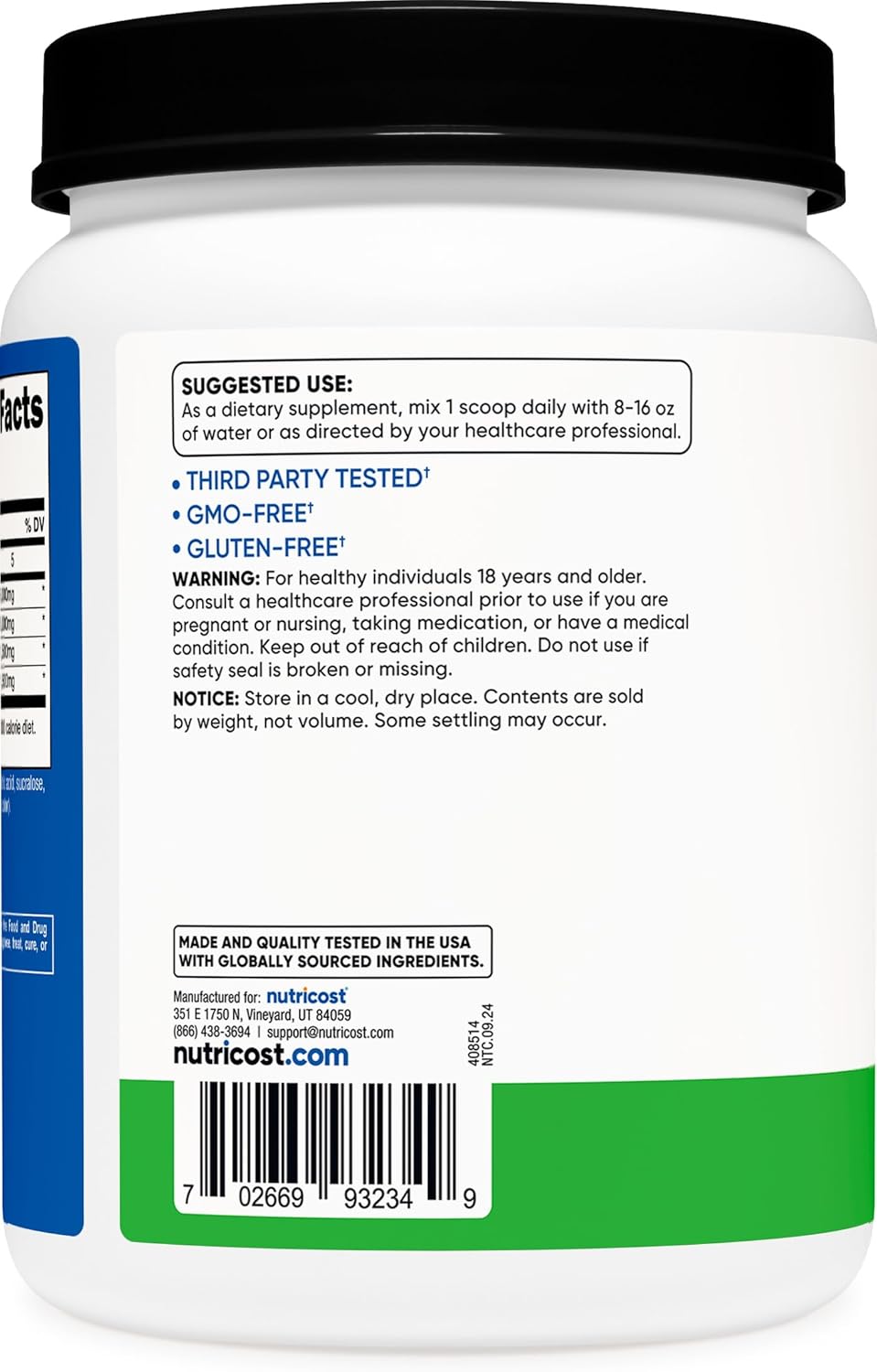 Nutricost Green Apple BCAA Powder - 120 Servings, 2:1:1 Ratio