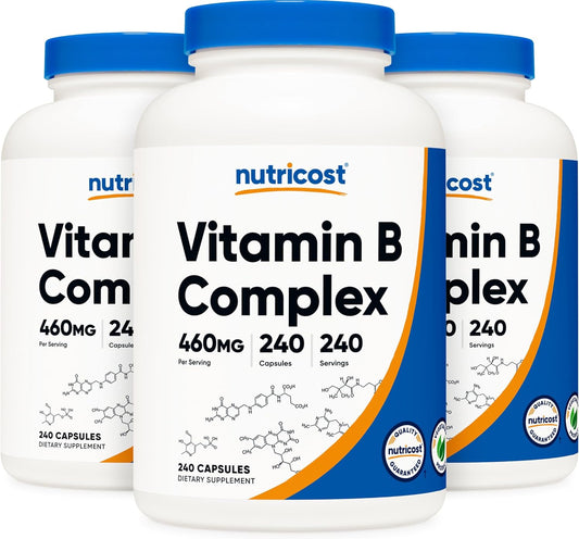 Nutricost High Potency Vitamin B Complex with Vitamin C - 462mg, 240 Capsules (3 Bottles)