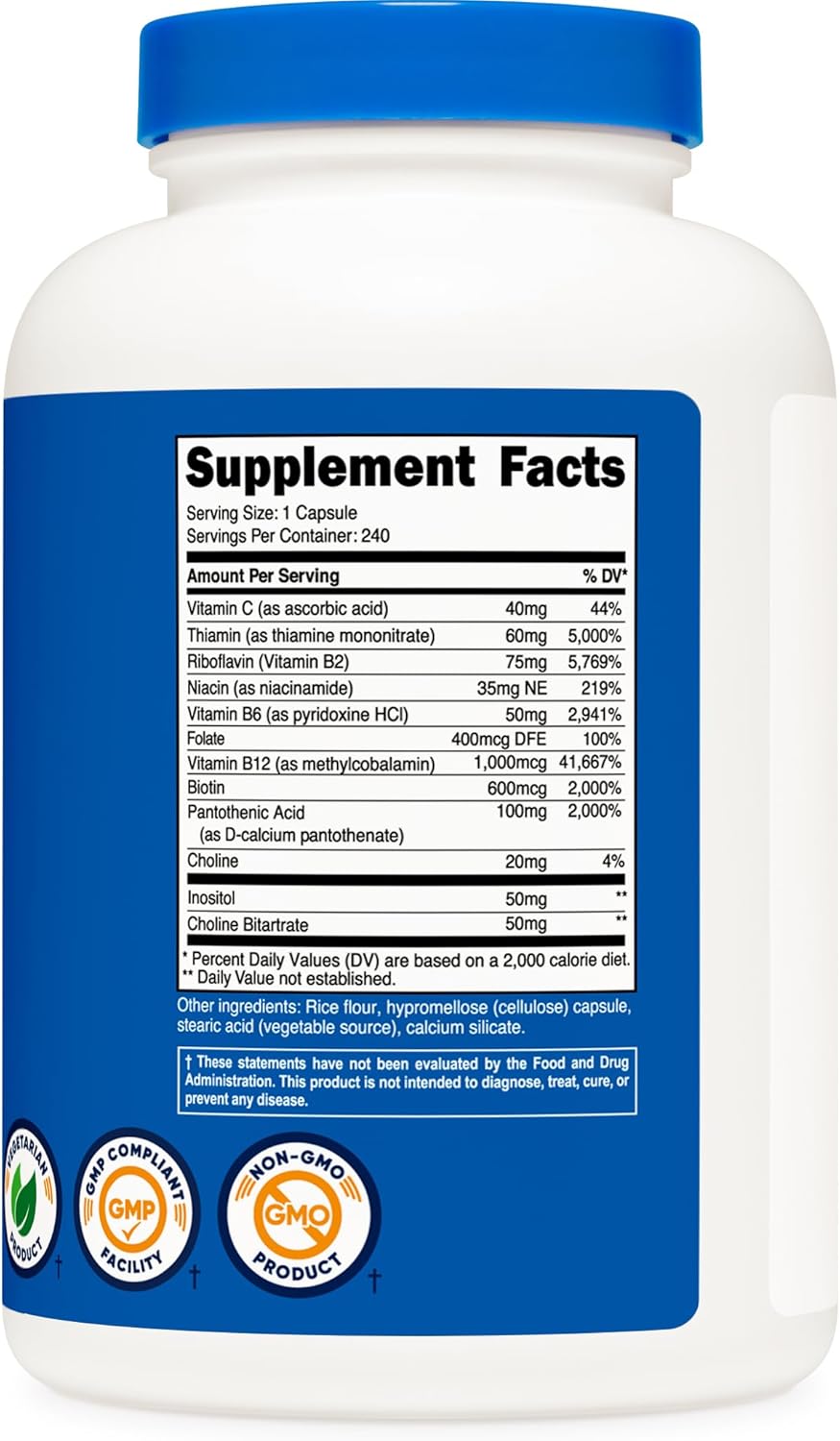 Nutricost High Potency Vitamin B Complex with Vitamin C - 462mg, 240 Capsules (3 Bottles)