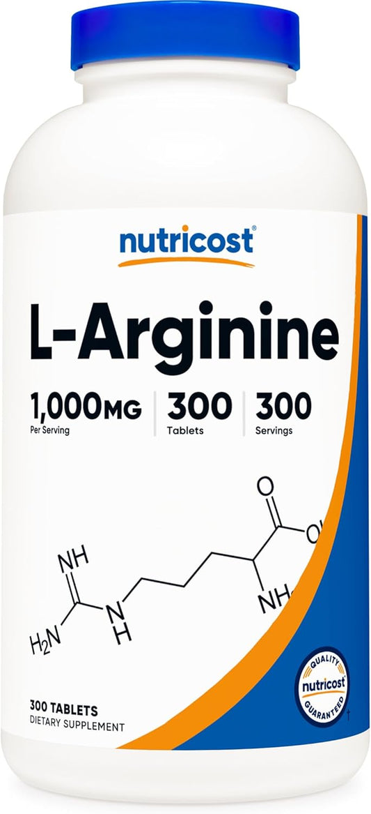 Nutricost L-Arginine 1000mg: High-Quality Amino Acid Tablets (300 Tablets)