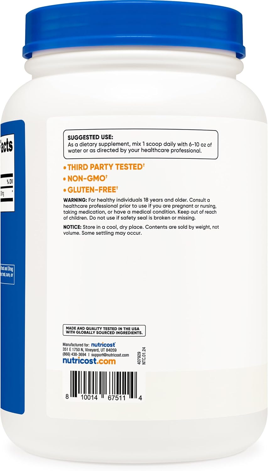 Nutricost L-Citrulline Malate Powder 2:1 Ratio - 1.2KG - Pure Amino Acid Supplement