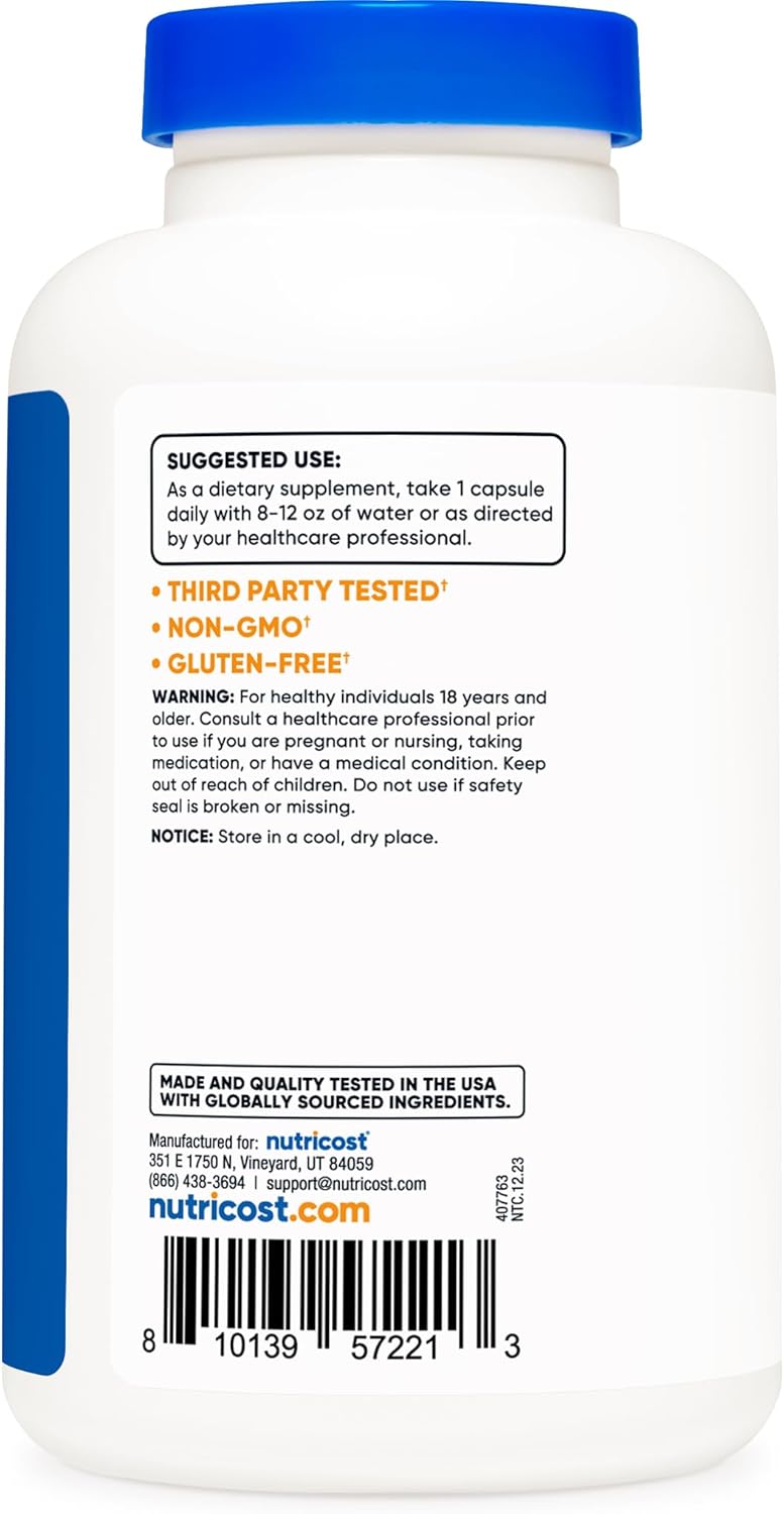Nutricost L-Ornithine 500mg Capsules - 180 Count, Non-GMO, Gluten-Free