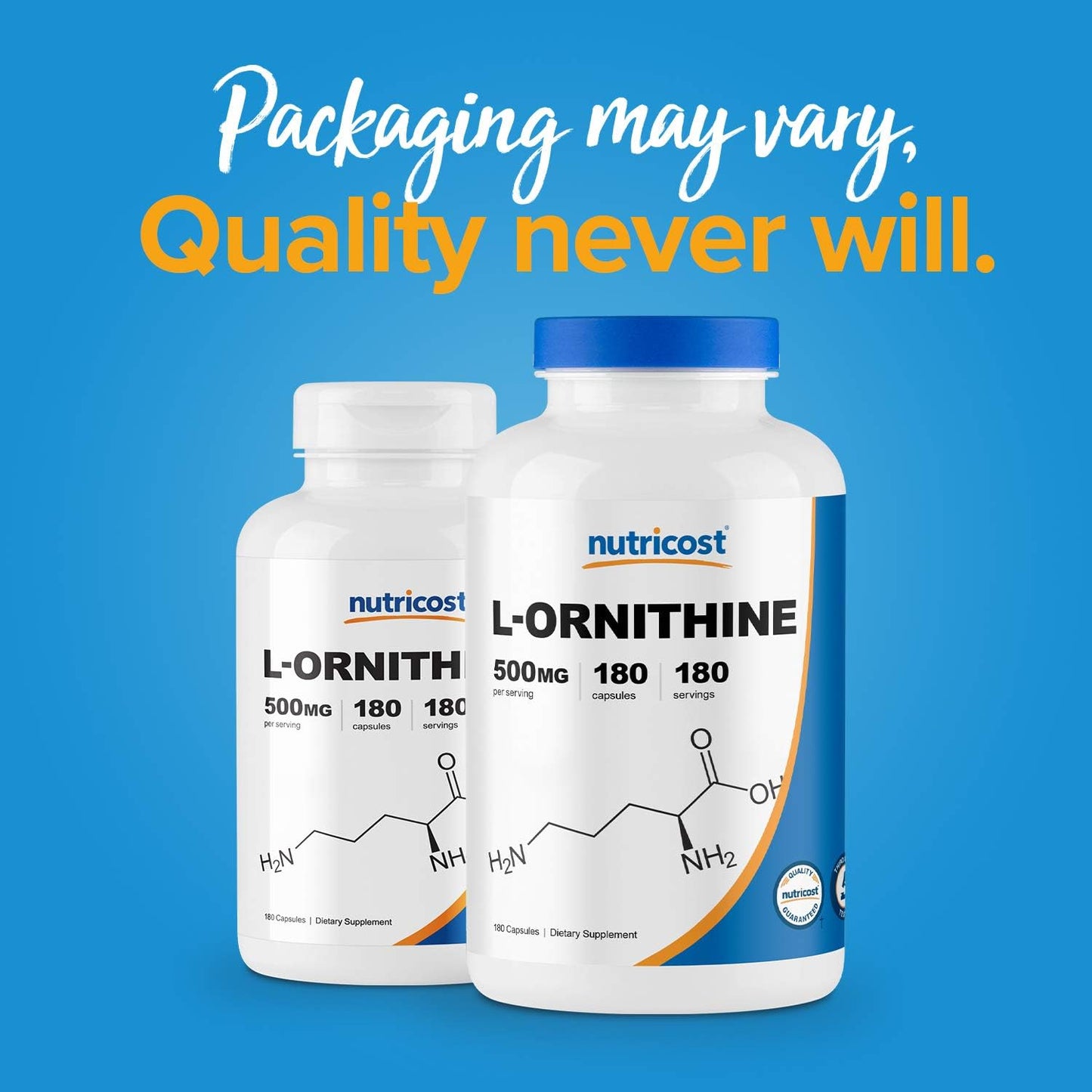 Nutricost L-Ornithine 500mg Supplement - Twin Pack of 180 Capsules