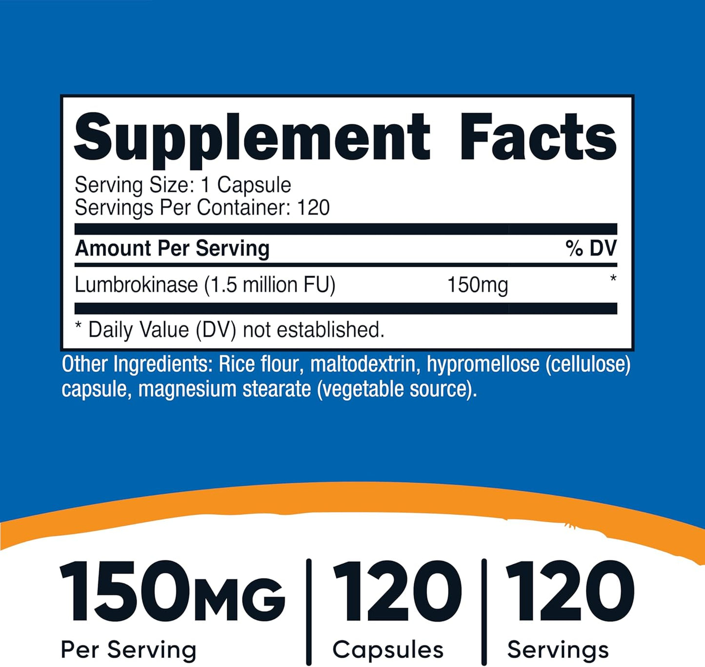 Nutricost Lumbrokinase Capsules 150 mg (120 Capsules) - Gluten-Free, Vegan, Non-GMO Formula