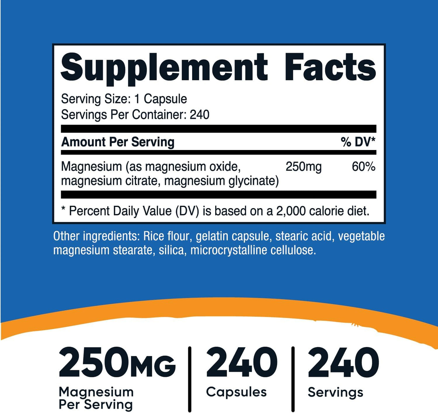 Nutricost Magnesium Complex 250mg - 240 Capsules with Oxide, Citrate, and Glycinate - Gluten Free & Non-GMO - High-Quality Magnesium Supplement