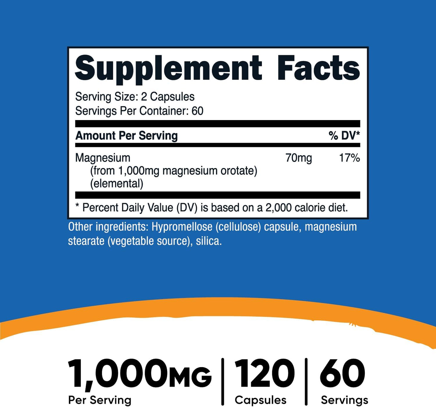 Nutricost Magnesium Orotate Capsules 1000mg - 120 Capsules, 60 Servings - 500mg Per Capsule - Non-GMO, Gluten Free