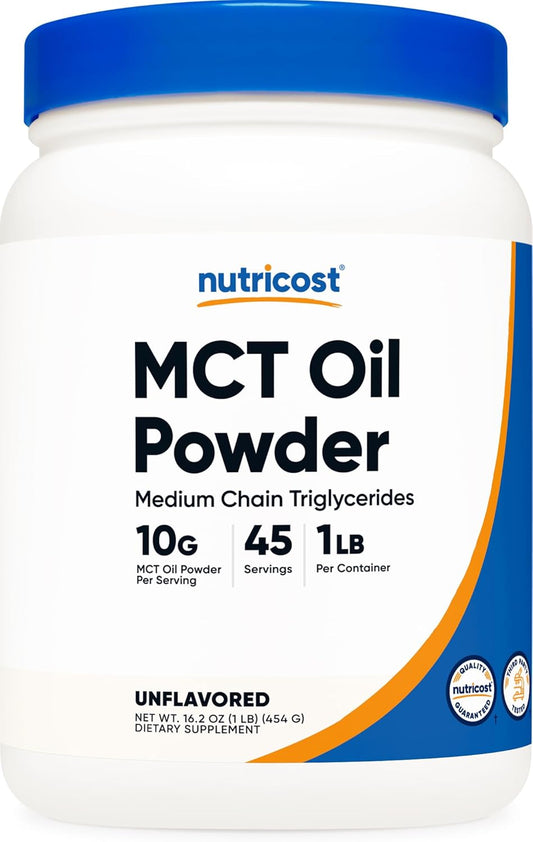 Nutricost MCT Oil Powder 1LB - Ideal for Keto & Ketogenic Diets - Zero Net Carbs, Non-GMO, Gluten-Free - 16oz (Medium Chain Triglyceride)