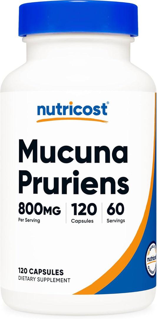 Nutricost Mucuna Pruriens 400mg Capsules - 120 Count, 800mg Per Serving, Vegetarian, Seed Extract