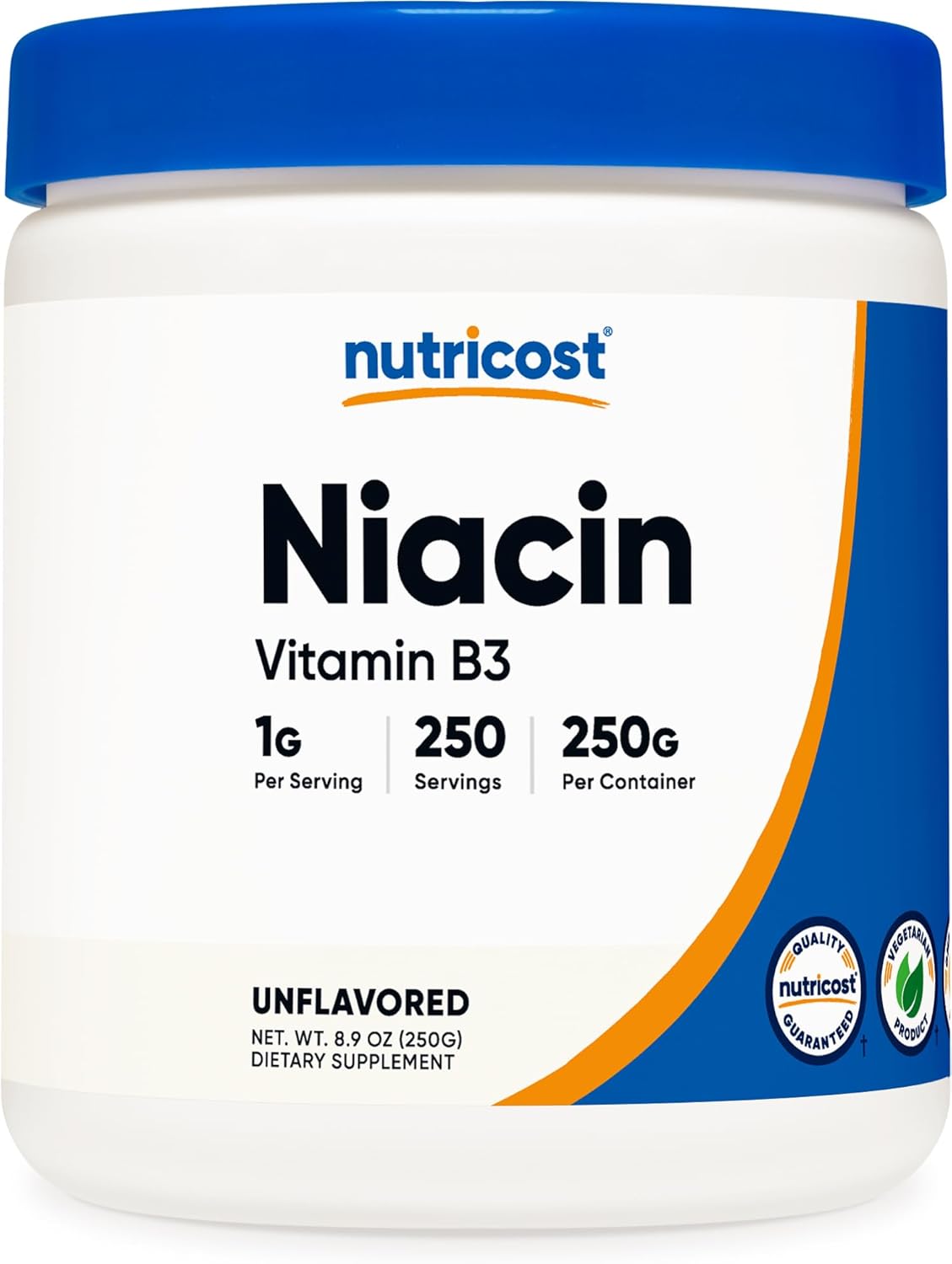 Nutricost Niacin Vitamin B3 Powder 250g - High-Quality Niacin Powder with 1g Per Serving - Flush-Free Formula