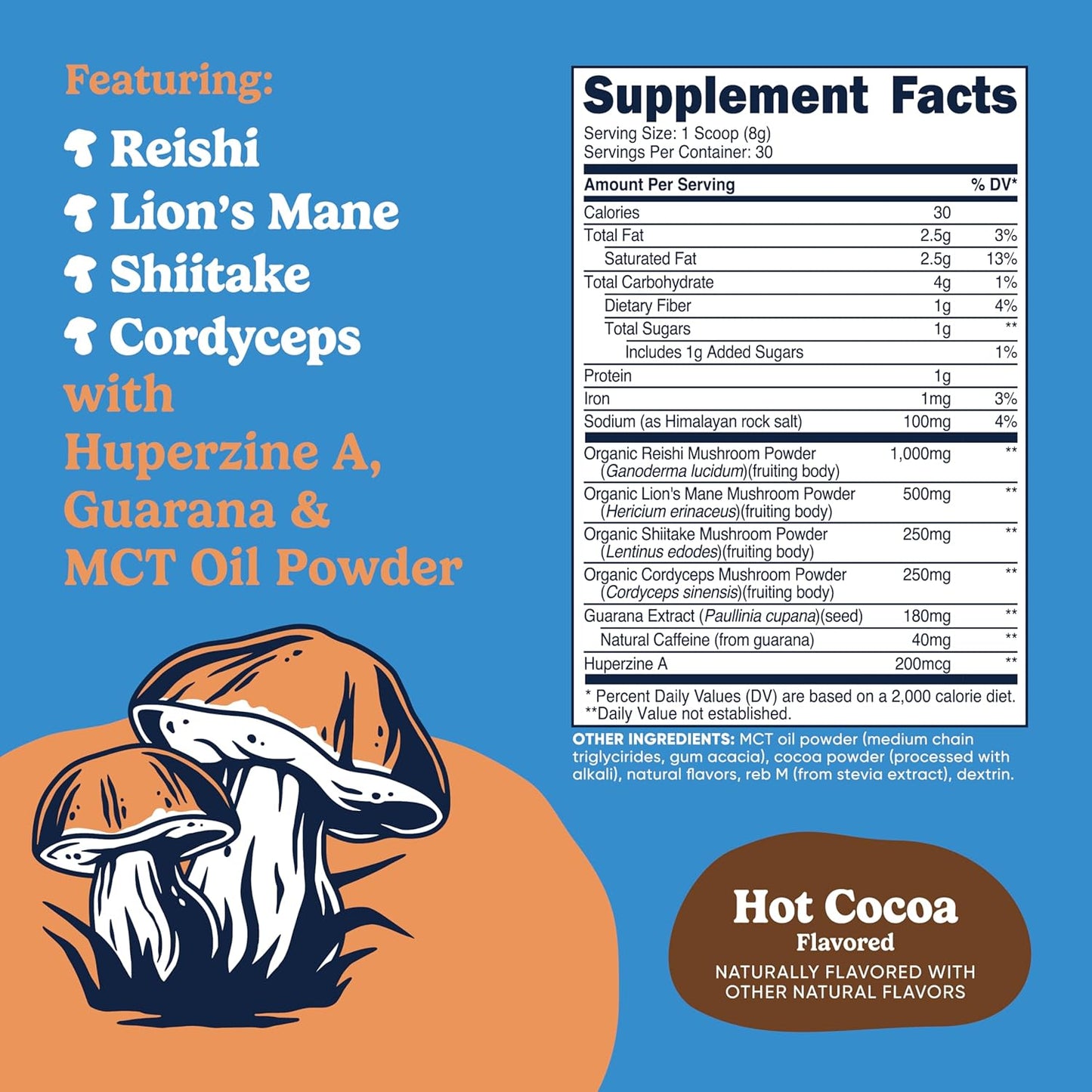 Nutricost Nutrizen AM Focus Adaptogenic Mushroom Drink - Hot Cocoa Flavored, 30 Servings with Reishi, Lion's Mane, Shiitake, Cordyceps