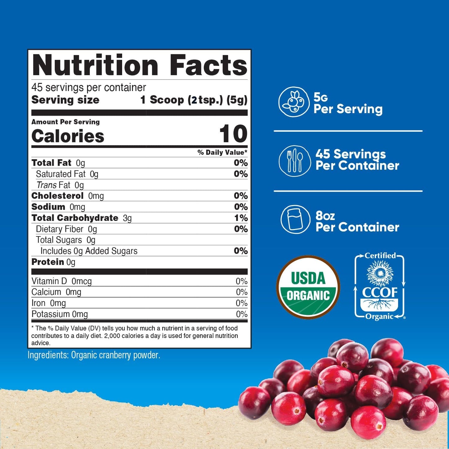 Nutricost Organic Cranberry Powder - 8 oz Bag, 5G per Serving - Non-GMO & Gluten-Free