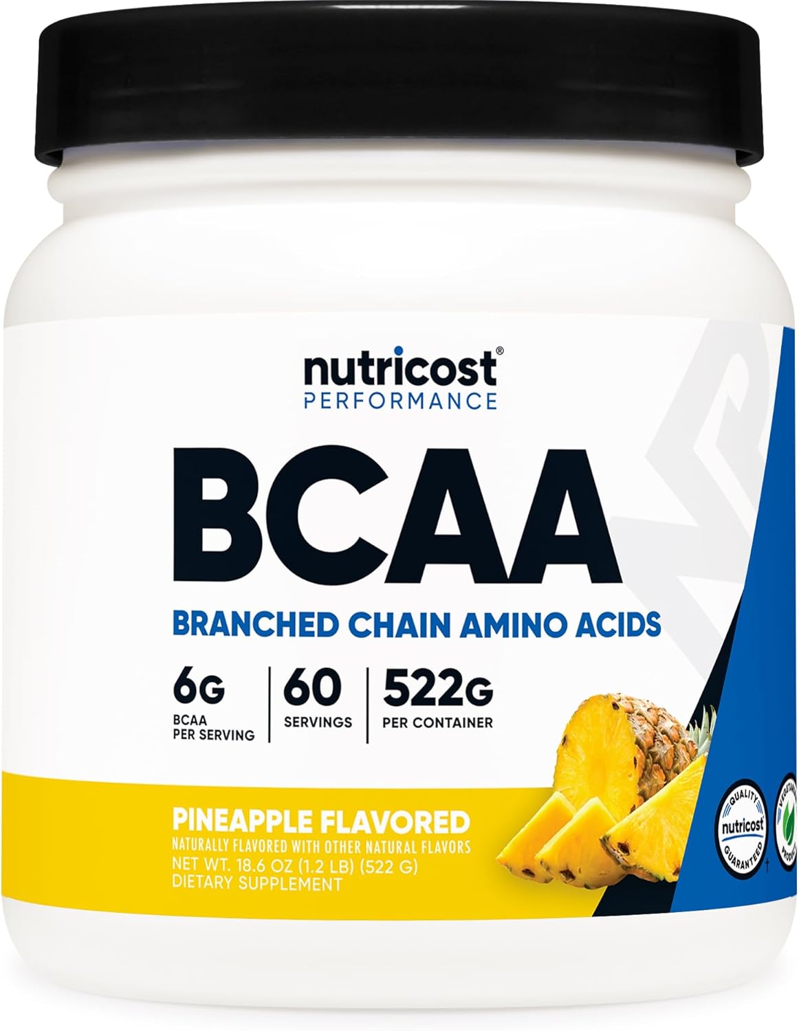 Nutricost Pineapple BCAA Powder - 60 Servings, Ideal 2:1:1 Ratio