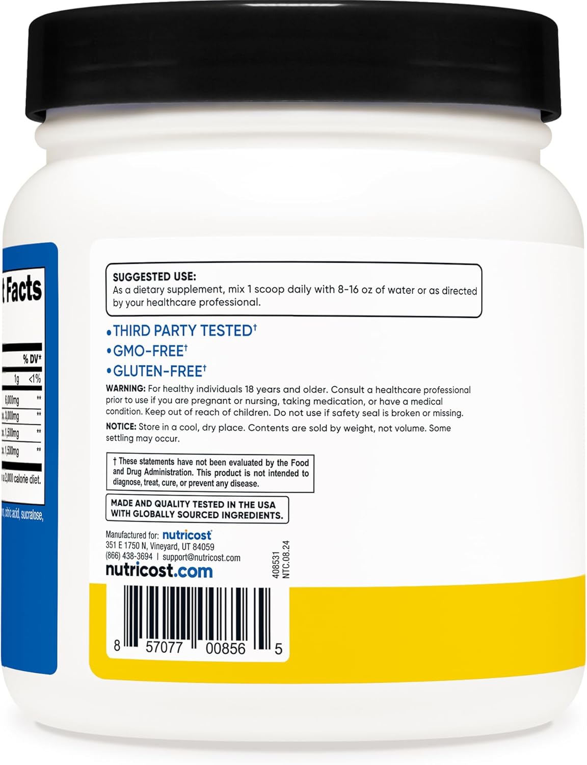 Nutricost Pineapple BCAA Powder - 60 Servings, Ideal 2:1:1 Ratio