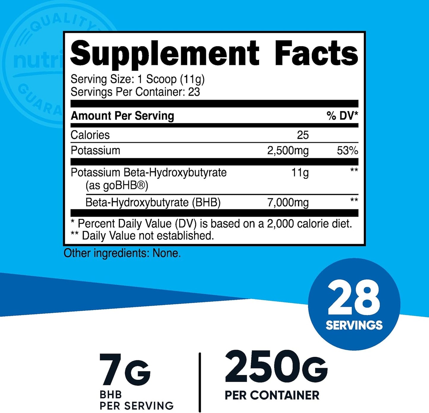 Nutricost Potassium BHB Salts: Exogenous Ketone Supplement with 6.4g Beta-Hydroxybutyrate - 250g