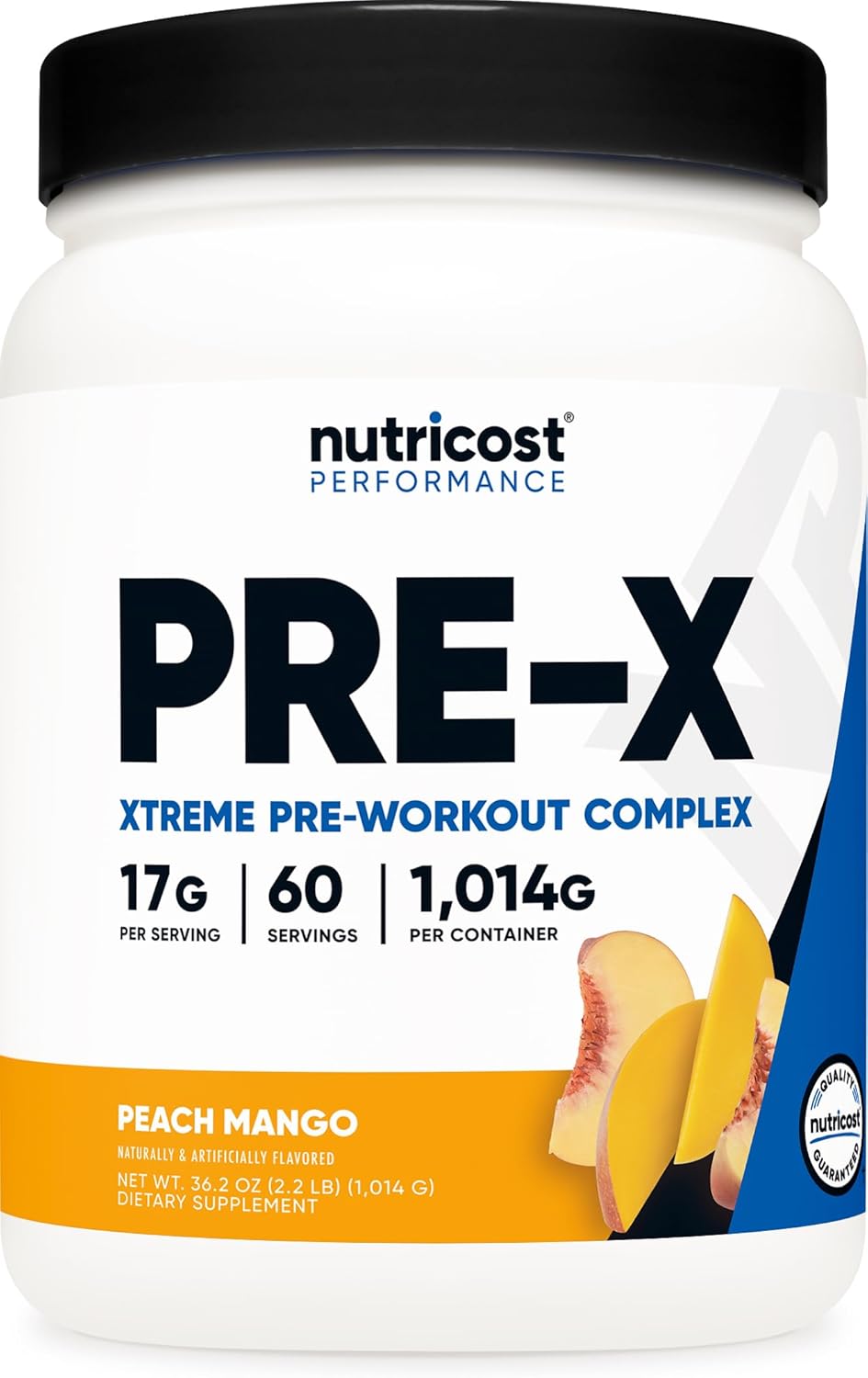 Nutricost Pre-X Xtreme Peach Mango PreWorkout Powder - 60 Servings, Vegetarian, Non-GMO & Gluten Free - BoostGo Australia