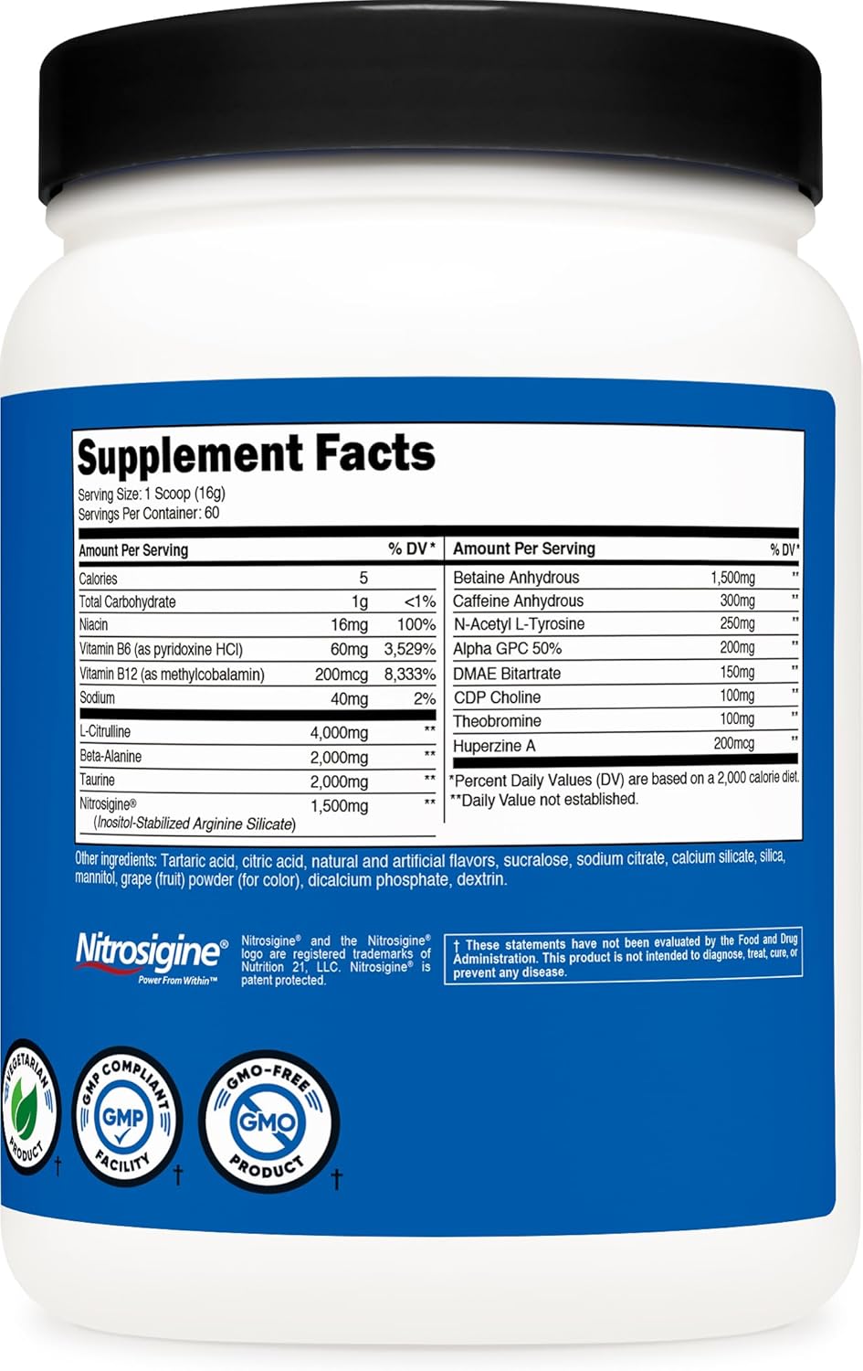 Nutricost Pre-X Xtreme Pre-Workout Complex Powder - Grape Flavor - 60 Servings - Vegetarian - Non-GMO - Gluten Free