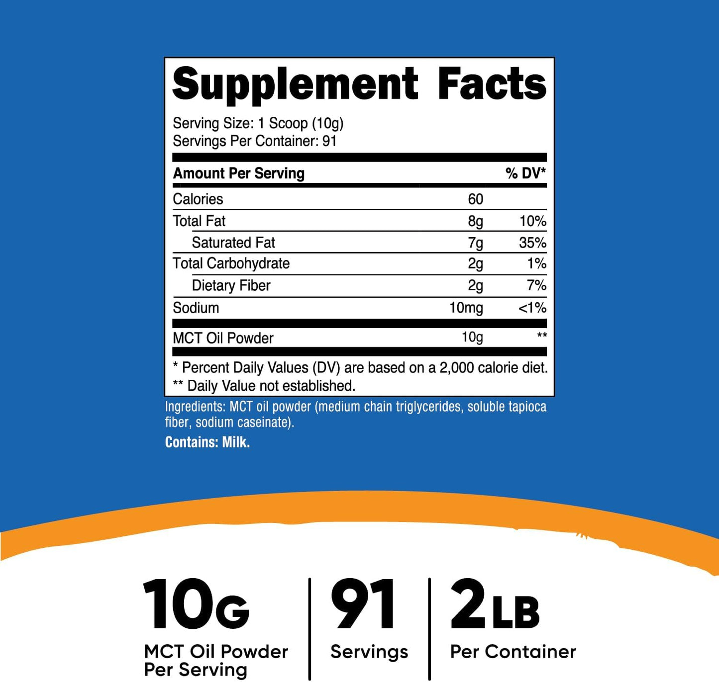 Nutricost Premium MCT Oil Powder - Ideal for Keto, Ketosis, and Ketogenic Diets - Non-GMO & Gluten Free - 2 LB (Unflavored)
