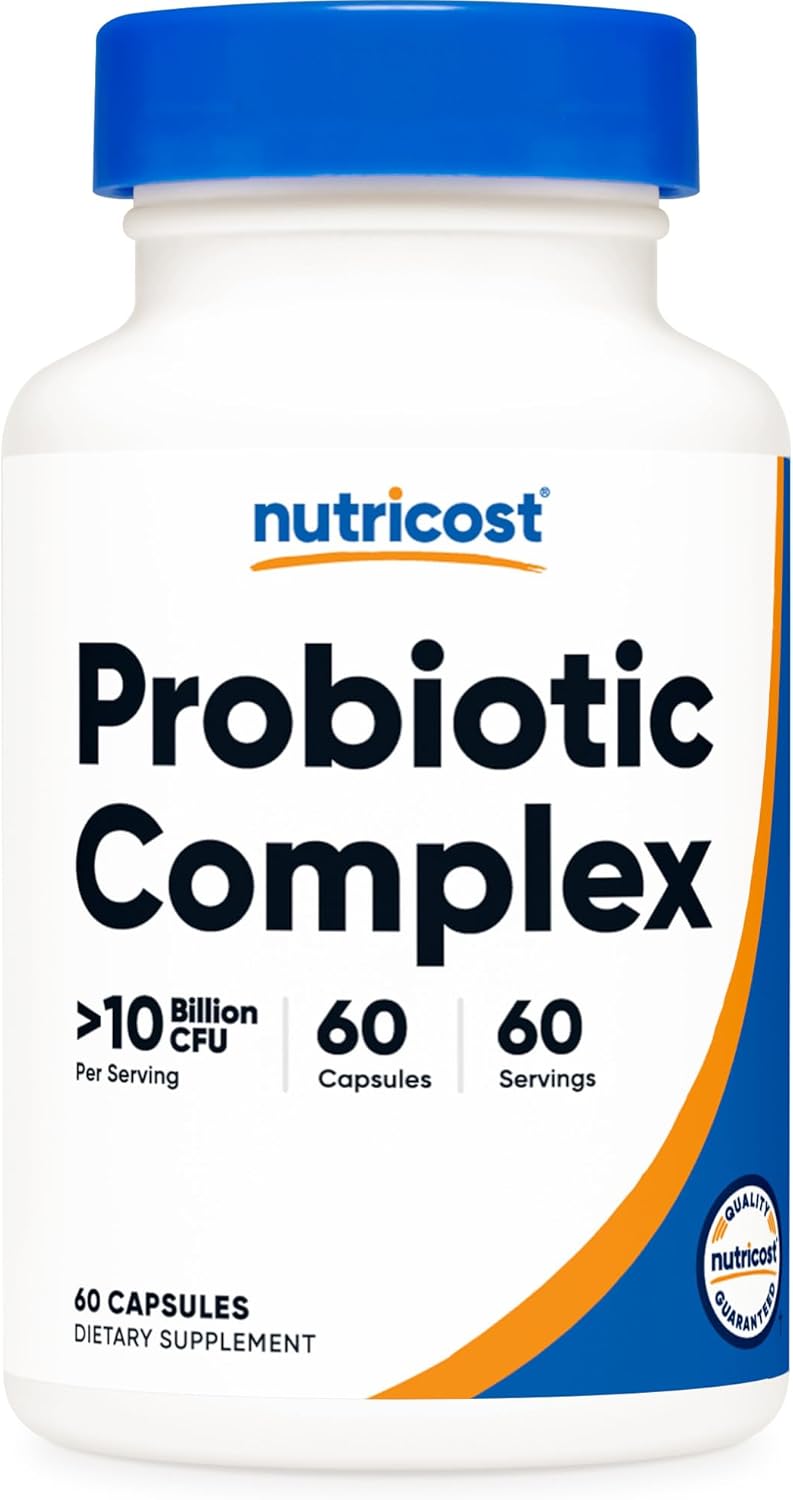 Nutricost Probiotic Complex - 10 Billion CFU, 60 Capsules, Acidophilus + 9 Other Probiotics, Non-GMO, Gluten Free