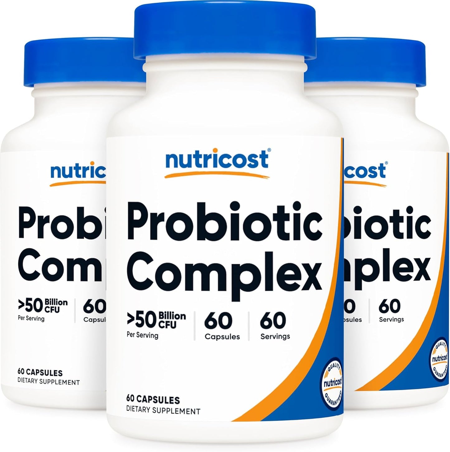 Nutricost Probiotic Complex - 50 Billion CFU, 60 Capsules (3 Bottles) - Men and Women's Probiotic - Veggie Caps, Non-GMO, Gluten-Free