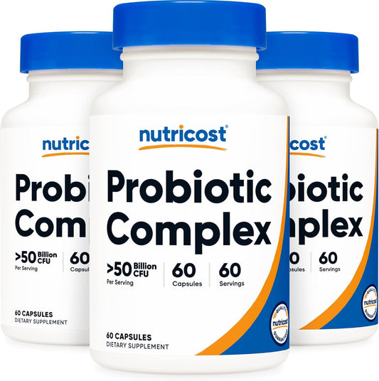 Nutricost Probiotic Complex - 50 Billion CFU, 60 Capsules (3 Bottles) - Men and Women's Probiotic - Veggie Caps, Non-GMO, Gluten-Free