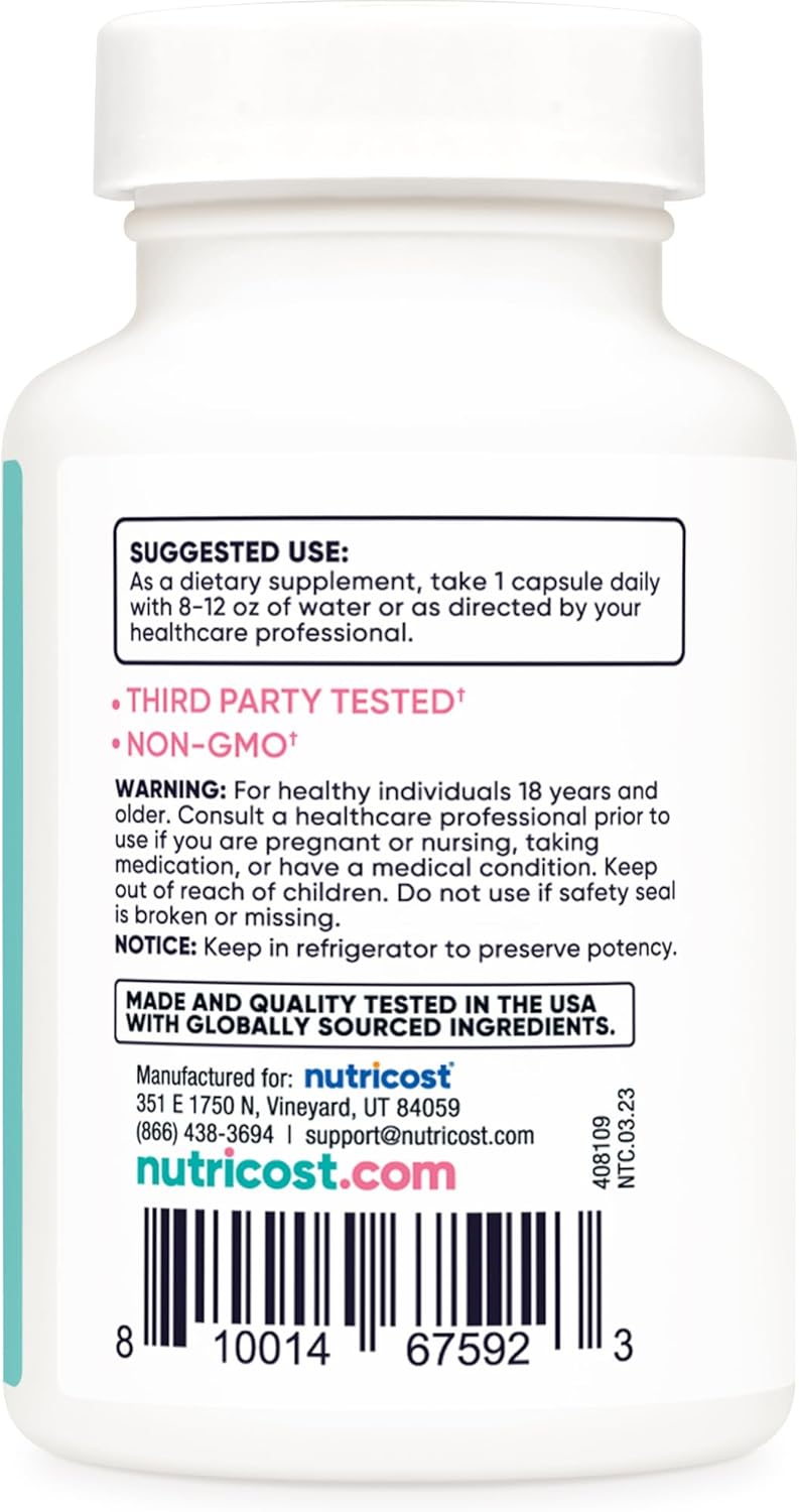 Nutricost Probiotic for Women with 60 Billion CFU, Acacia Fiber, Uva Ursi, & Cranberry Extract - 60 Capsules, Non-GMO & Gluten Free