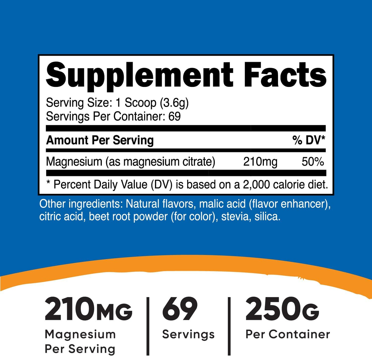 Nutricost Raspberry Lemonade Magnesium Citrate Powder - 250g