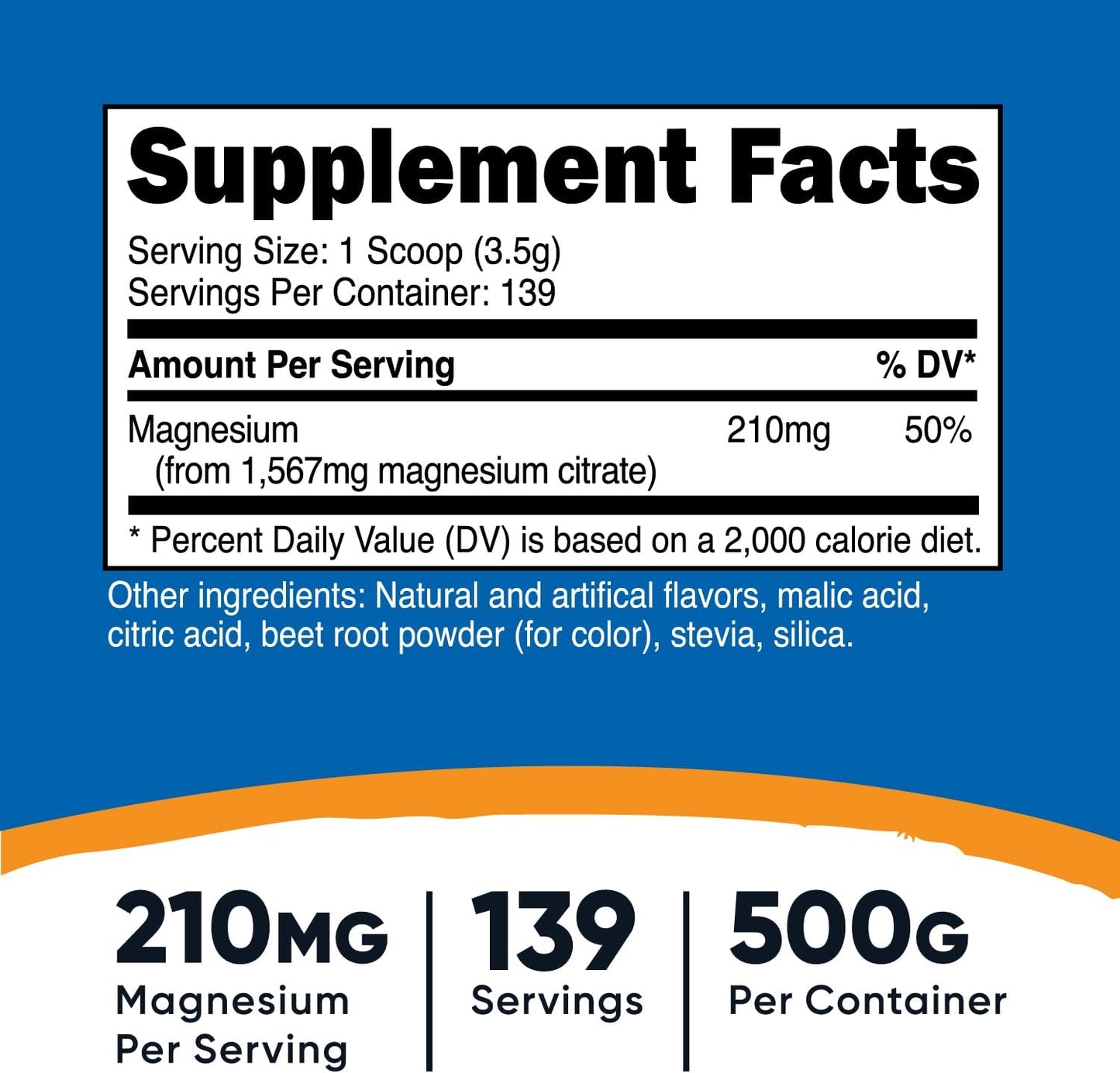 Nutricost Raspberry Lemonade Magnesium Citrate Powder - 500 Grams