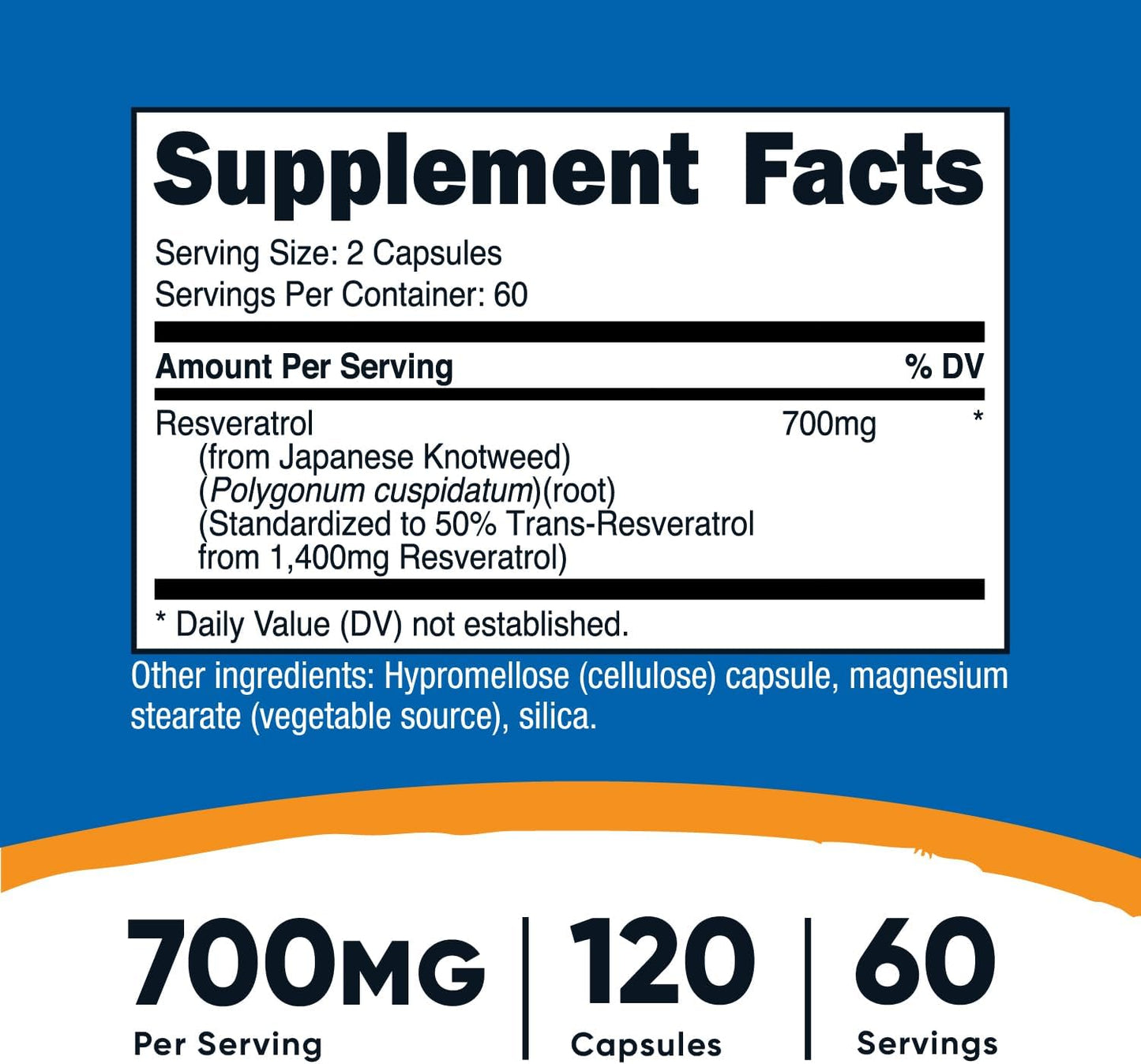 Nutricost Resveratrol Capsules - 700mg, 120 Count - Vegan, Gluten Free, Non-GMO Formula