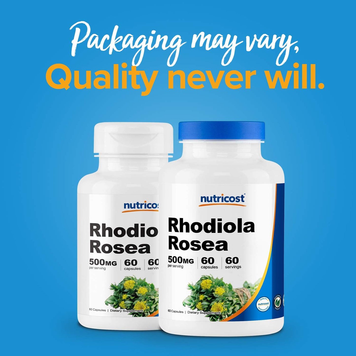 Nutricost Rhodiola Rosea 500mg Capsules - 2 Bottles, Gluten Free and Non-GMO Supplement