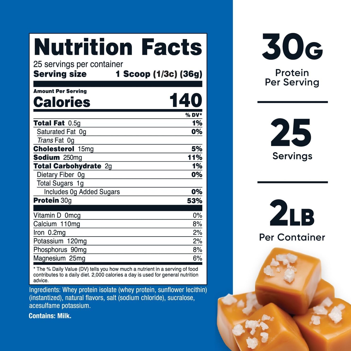Nutricost Salted Caramel Whey Protein Isolate - 2LB Container for Enhanced Muscle Recovery