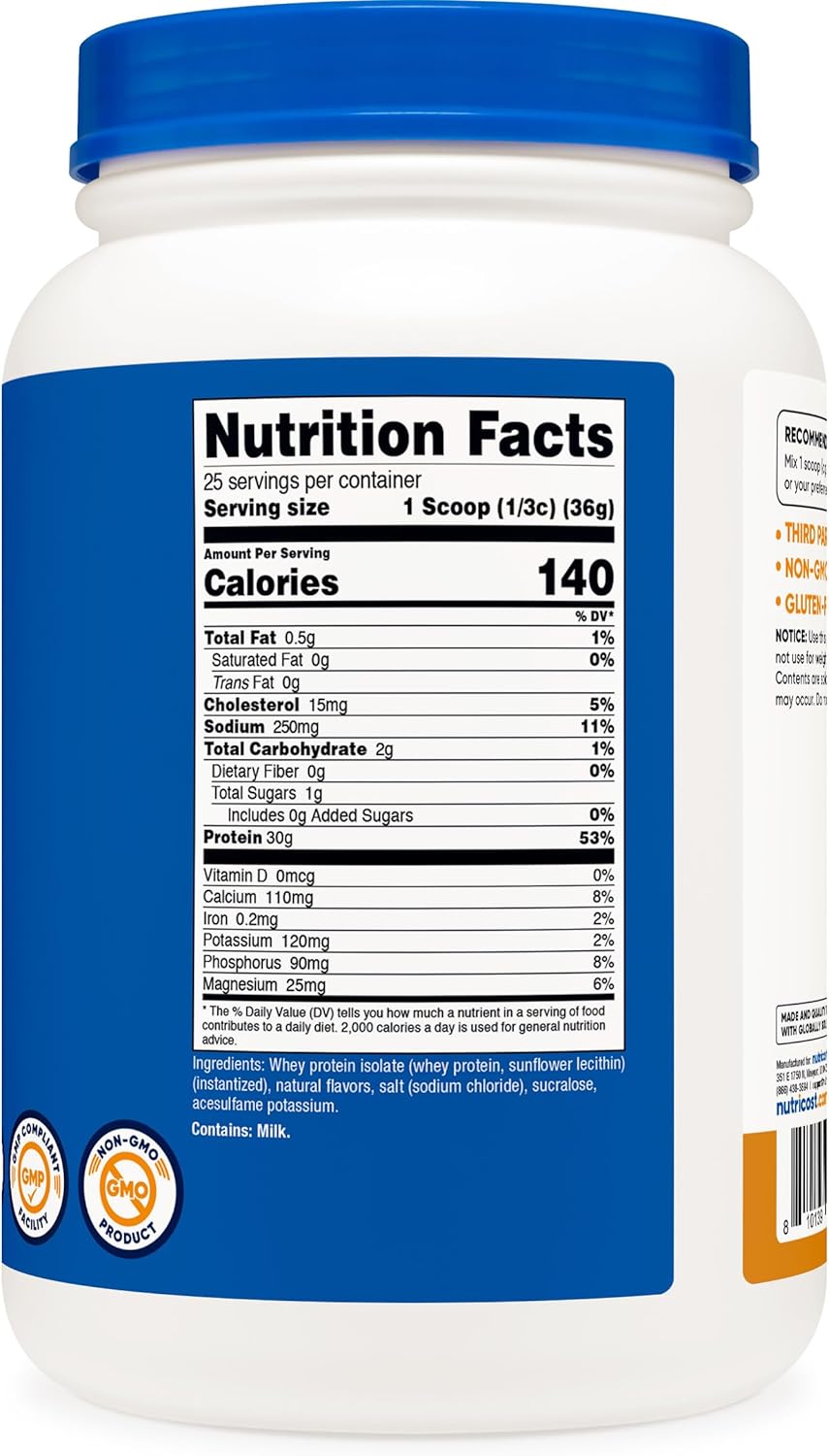 Nutricost Salted Caramel Whey Protein Isolate - 2LB Container for Enhanced Muscle Recovery