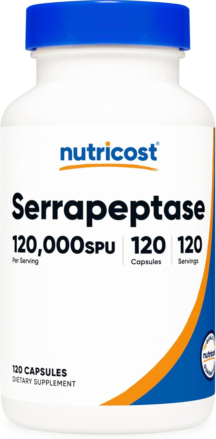 Nutricost Serrapeptase 120,000 SPU Capsules - Gluten Free, Non-GMO, Vegetarian-Friendly Supplement