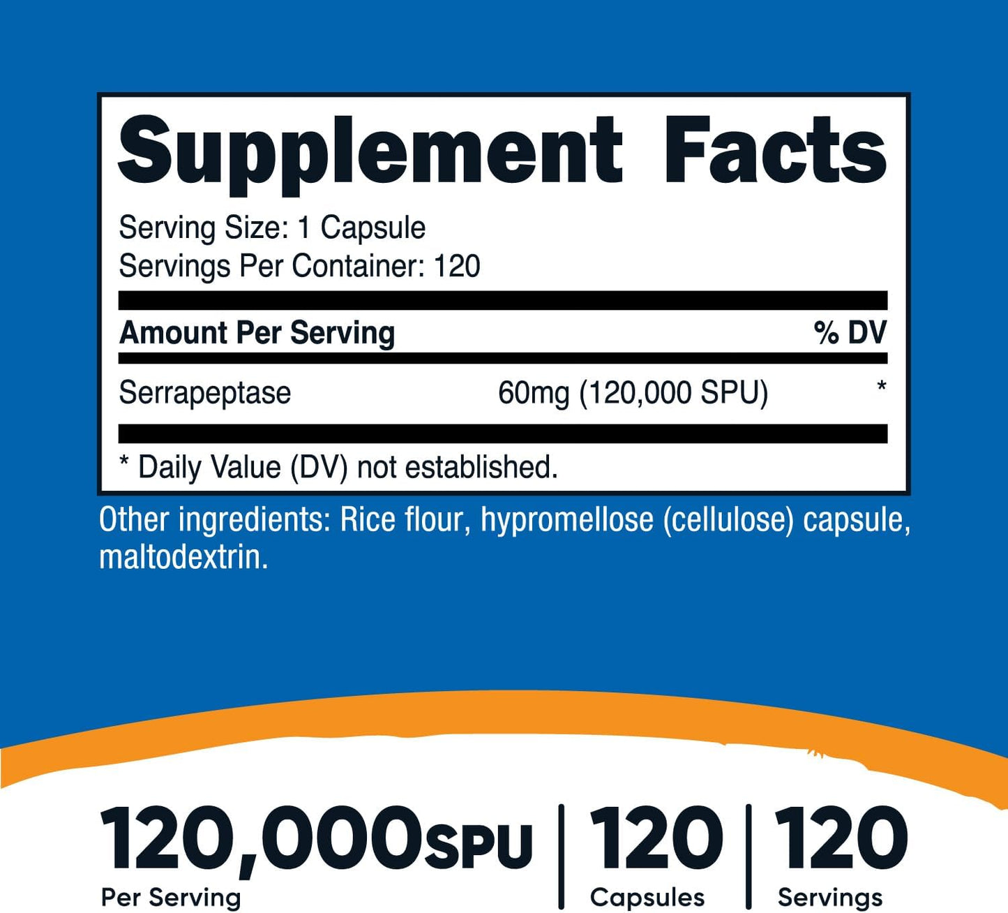 Nutricost Serrapeptase 120,000 SPU Capsules - Gluten Free, Non-GMO, Vegetarian-Friendly Supplement