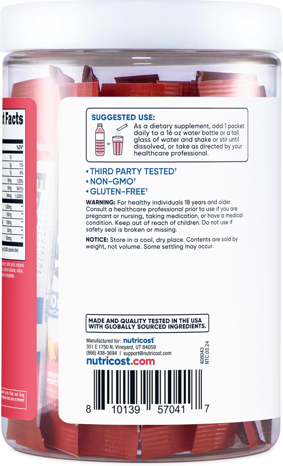 Nutricost Strawberry Kiwi Energy Complex Stickpack - 20 Servings, Gluten-Free & Non-GMO