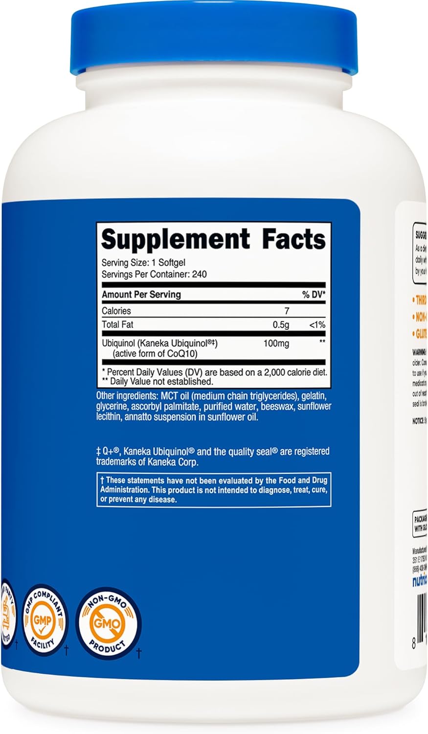 Nutricost Ubiquinol Softgels - 100mg, 240 Softgels | Superior CoQ10 Absorption | Antioxidant Supplement | Gluten Free, Non-GMO